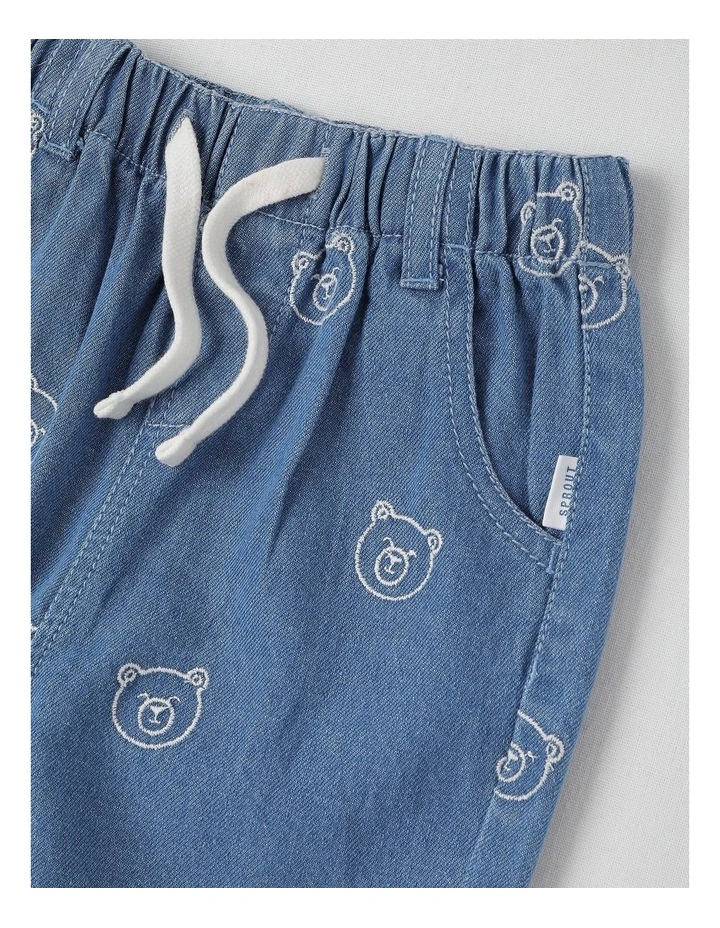 Bear Embroidered Denim Pants in Denim image 2