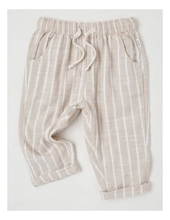 Stripe Woven Pants in Beige