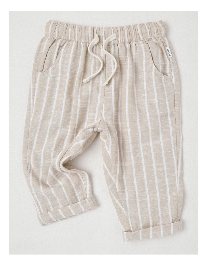 Stripe Woven Pants in Beige image 1