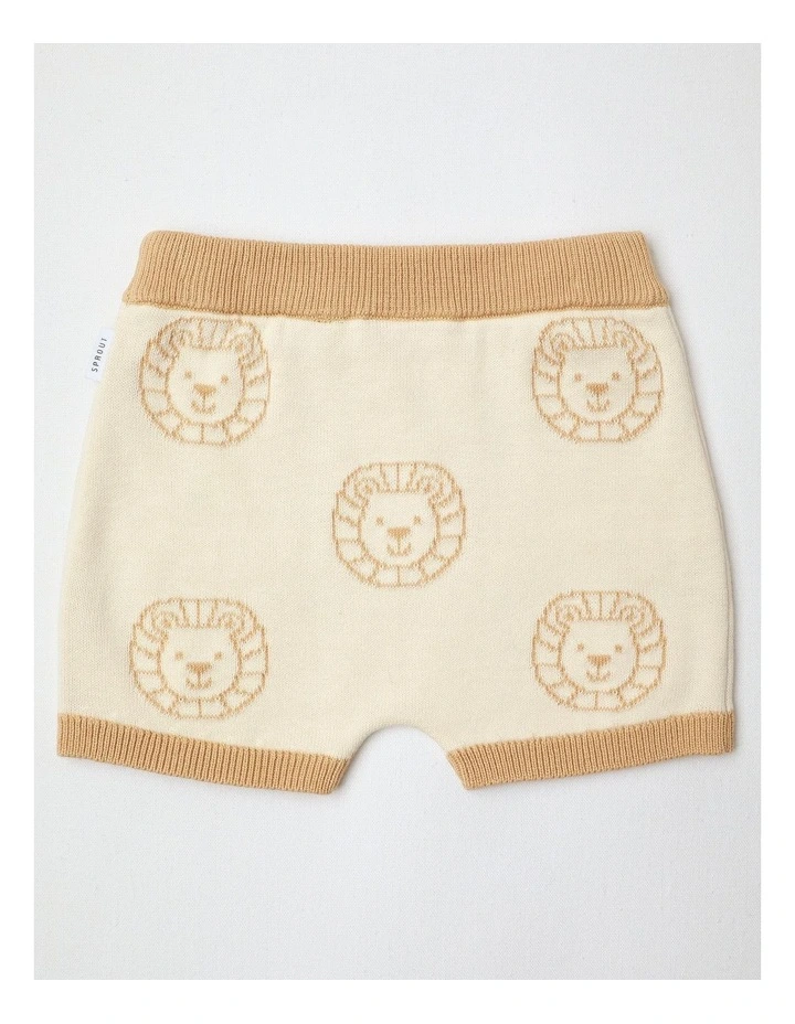 Essential Lion face Shorts in Bone image 3