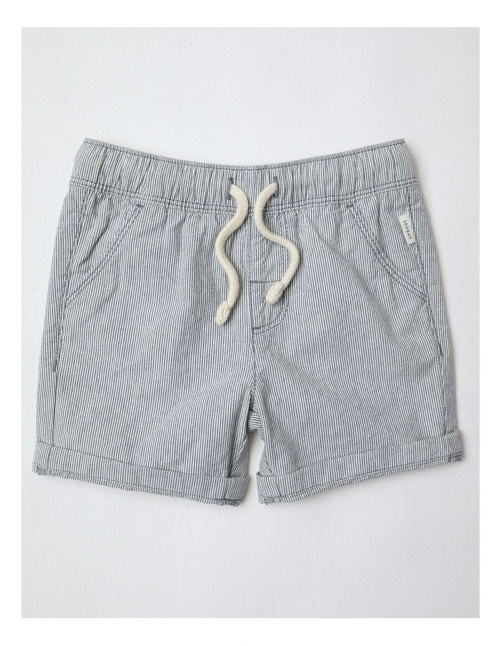 Essential Everyday Ticking Stripe Shorts in Indigo image 1