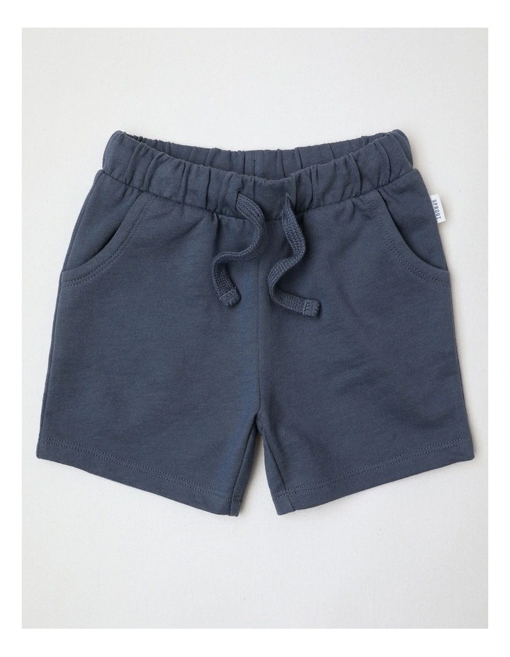 French Terry Solid Shorts in Indigo image 1