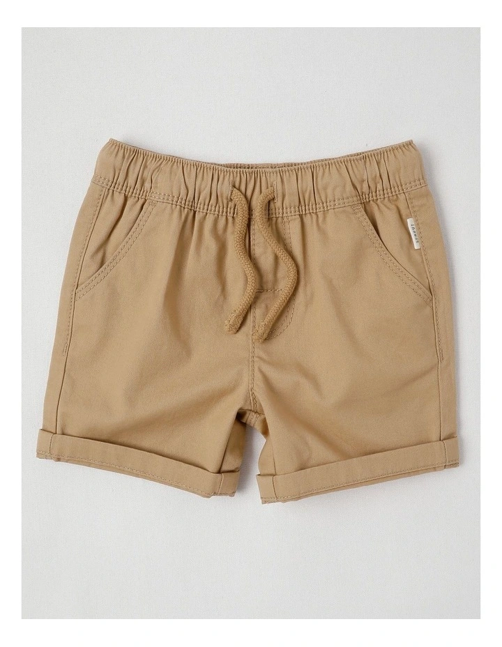 Essentials Solid Shorts in Tan image 1