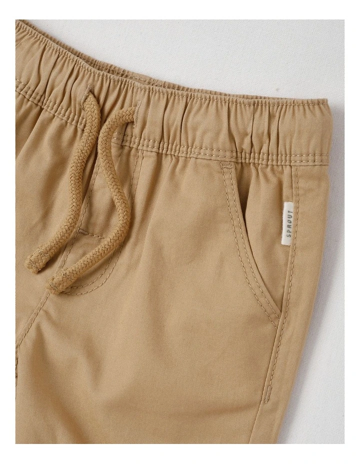 Essentials Solid Shorts in Tan image 2