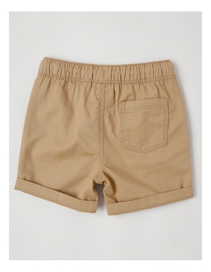 Essentials Solid Shorts in Tan image 3