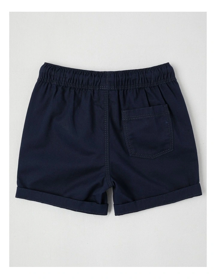 Essentials Solid Shorts in Navy image 3