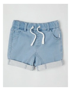 Knit Denim Shorts in Denim