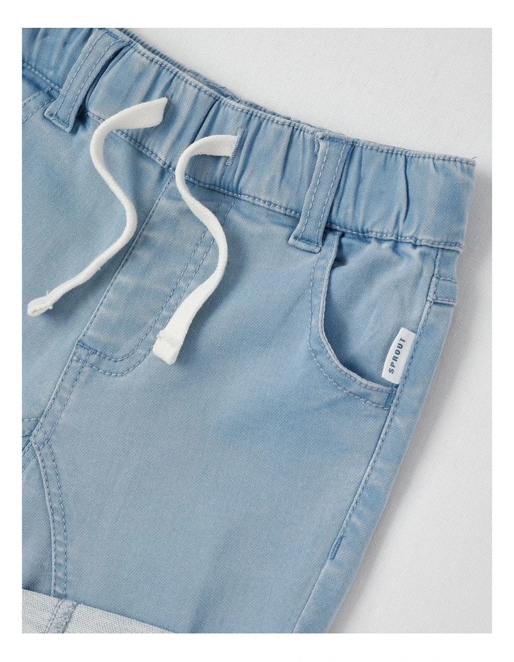 Knit Denim Shorts in Denim image 2