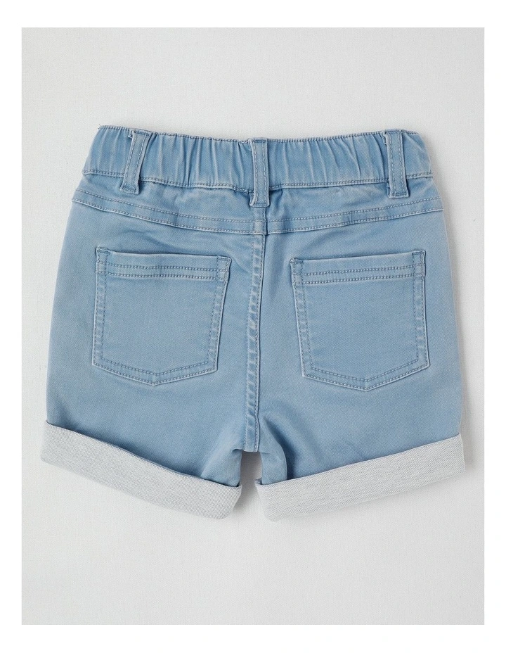 Knit Denim Shorts in Denim image 3