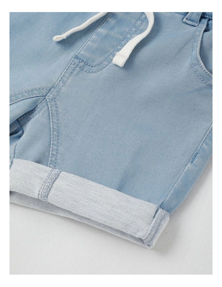 Knit Denim Shorts in Denim image 4