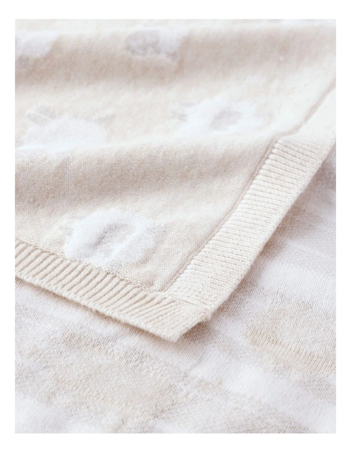 Newborn Sheep Knit Blanket in Oat Marle image 2