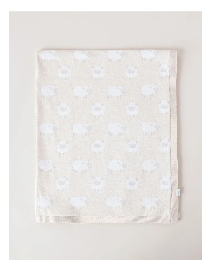Newborn Sheep Knit Blanket in Oat Marle image 3
