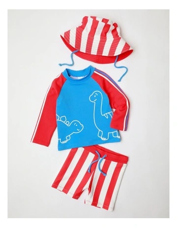 Dino Colourblock 3 Piece Swim Set In Multi