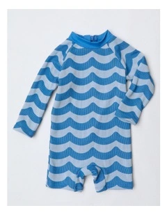 Jacquard Wave Swimwear in Light Blue