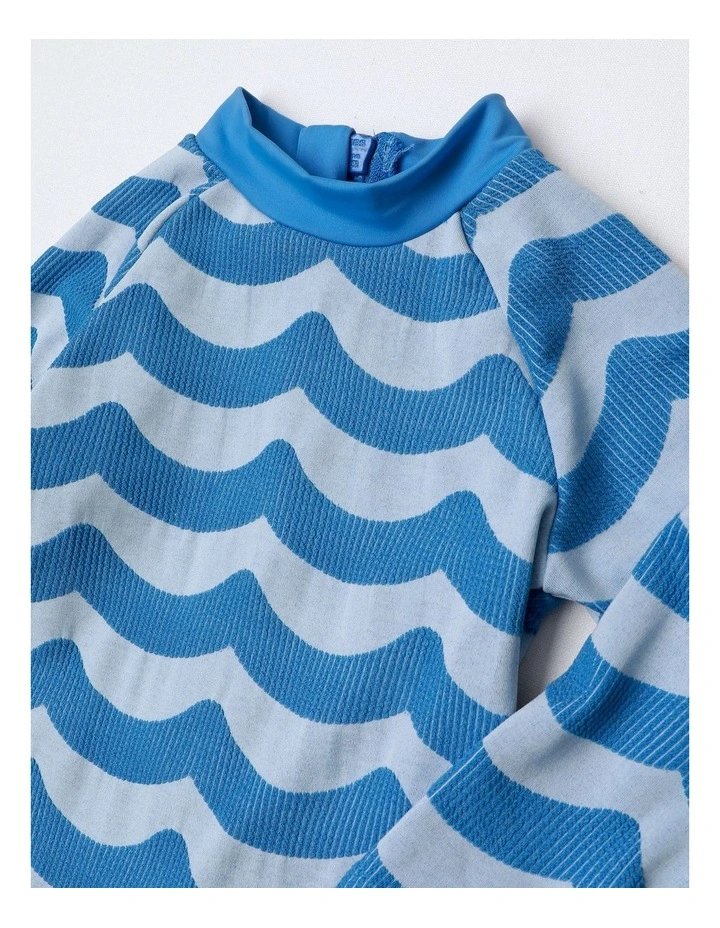 Jacquard Wave Swimwear in Light Blue image 2