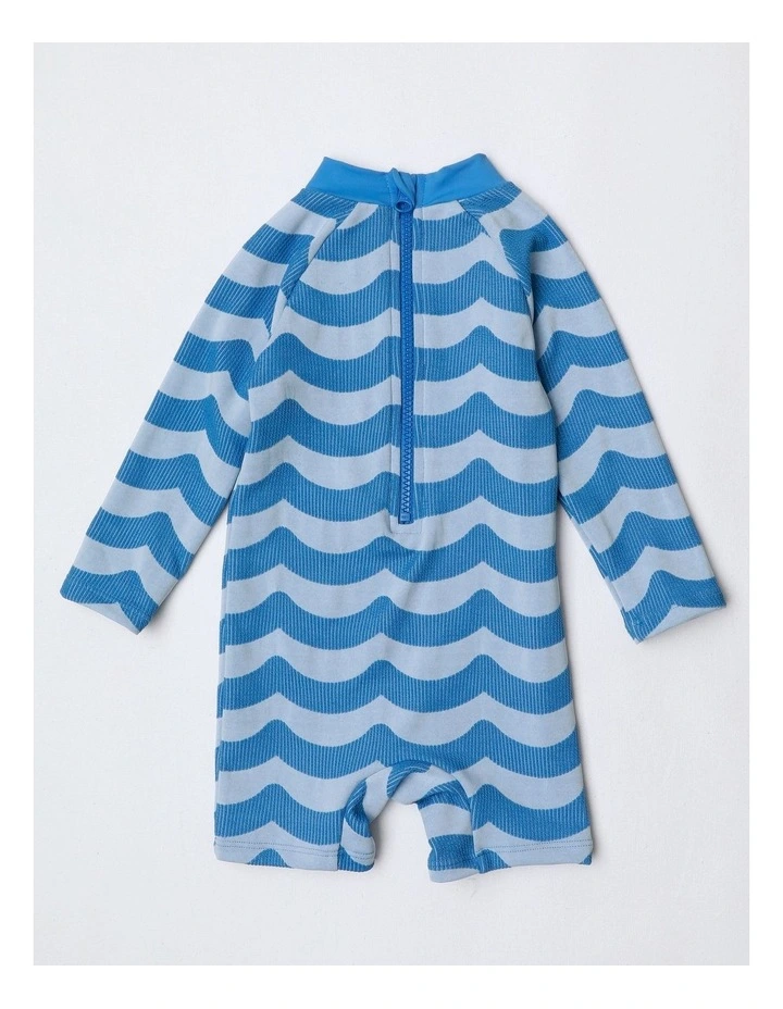 Jacquard Wave Swimwear in Light Blue image 3