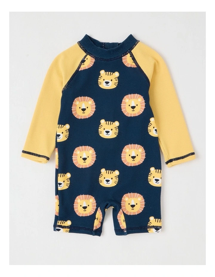 One Piece Lion Swimwear in Blue Patent image 1