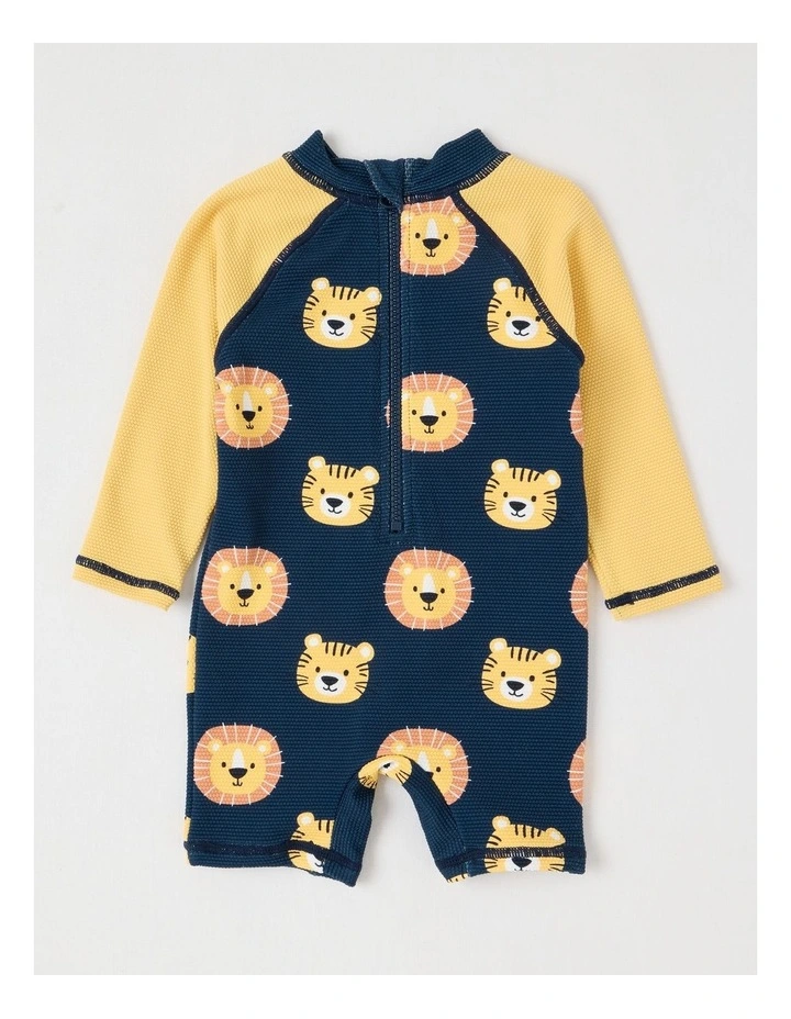 One Piece Lion Swimwear in Blue Patent image 3