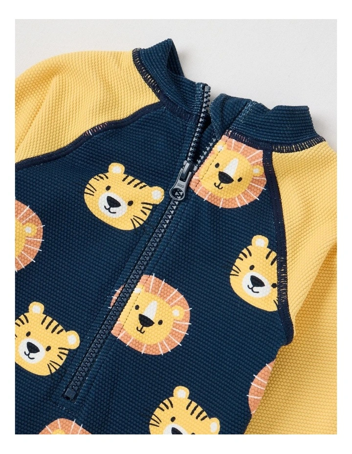 One Piece Lion Swimwear in Blue Patent image 4