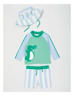 Crocodile Stripe Swimwear in Emerald