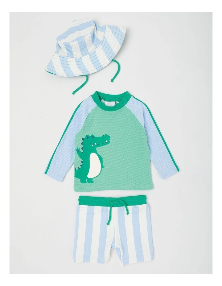Crocodile Stripe Swimwear in Emerald image 1