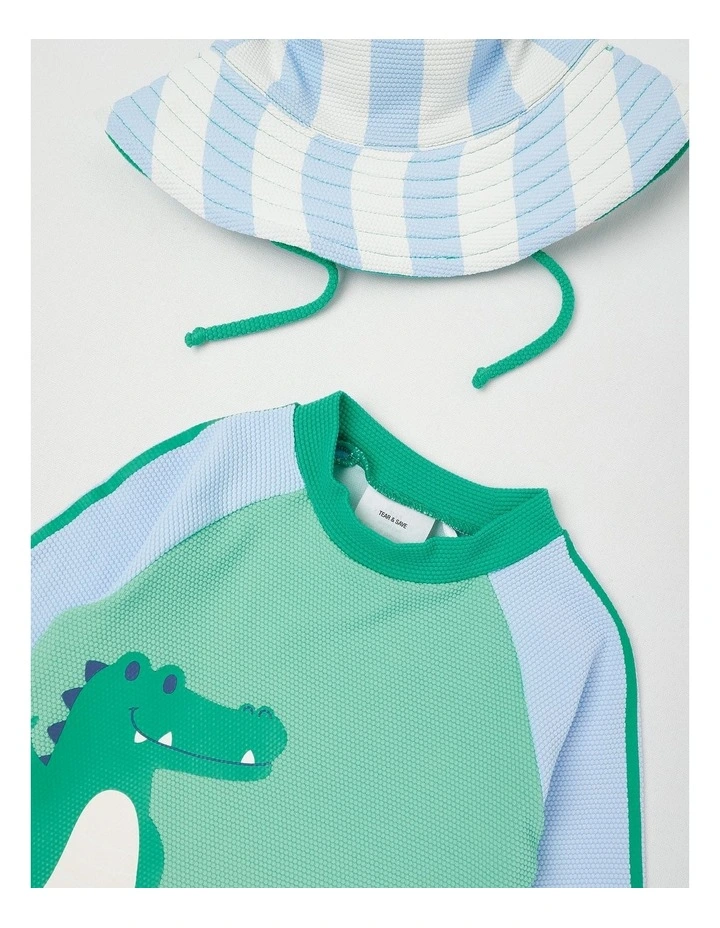 Crocodile Stripe Swimwear in Emerald image 2
