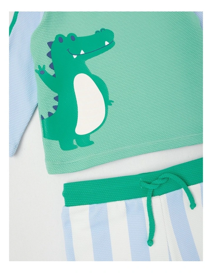 Crocodile Stripe Swimwear in Emerald image 4