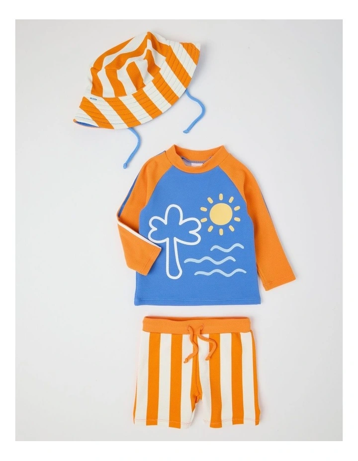 Beach Stripe Swimwear in Orange image 1