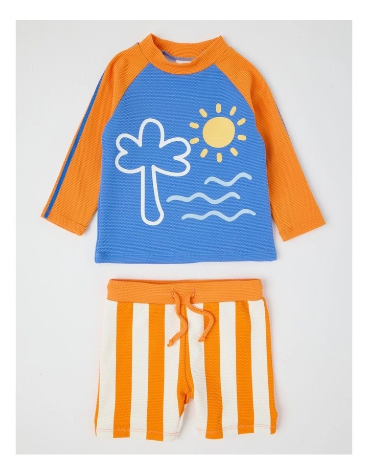 Beach Stripe Swimwear in Orange image 2