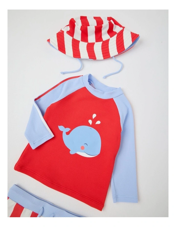 Whale Stripe Swimwear in Ruby image 3