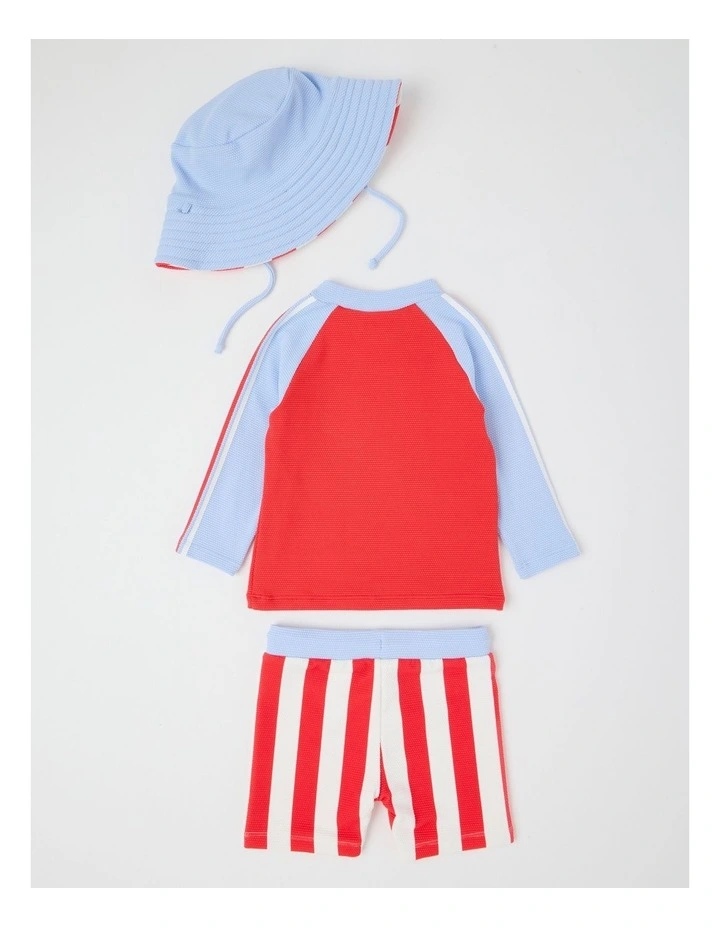 Whale Stripe Swimwear in Ruby image 4