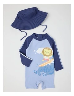 Surfing Lion Swimwear in Bluestone