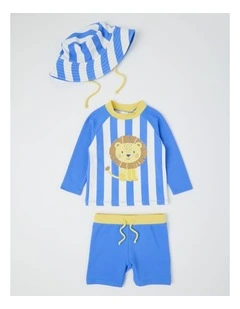 Lion Stripe Swimwear in Mid Blues