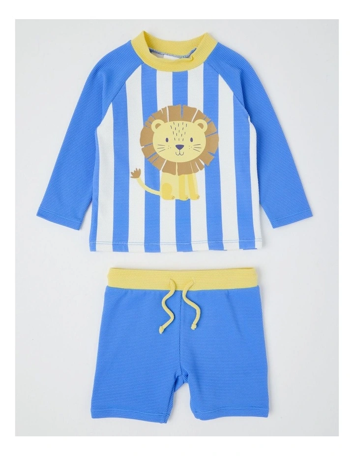 Lion Stripe Swimwear in Mid Blues image 2