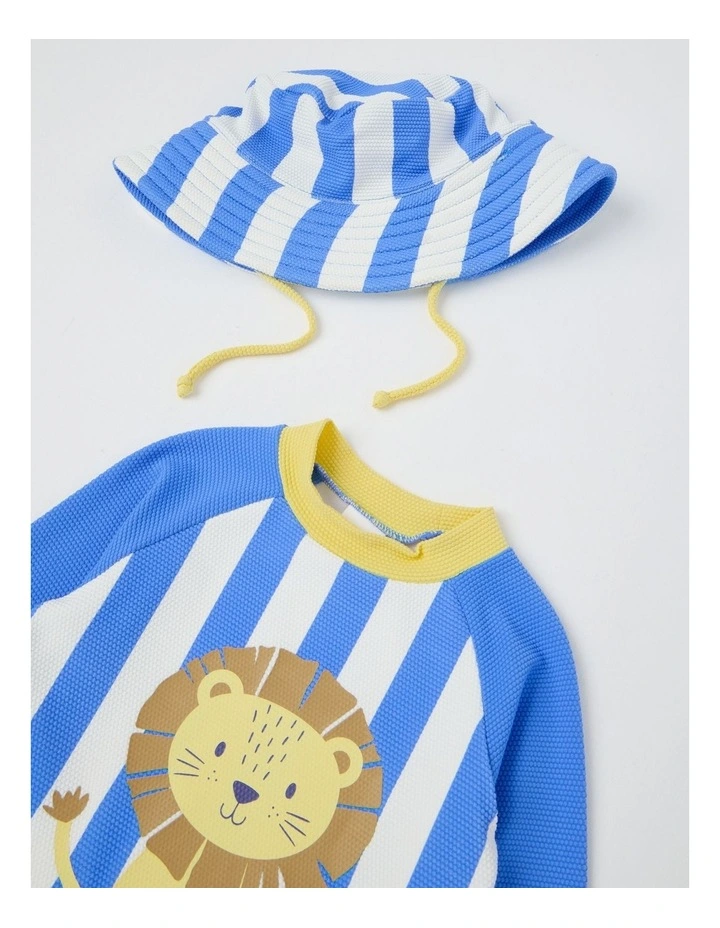 Lion Stripe Swimwear in Mid Blues image 3