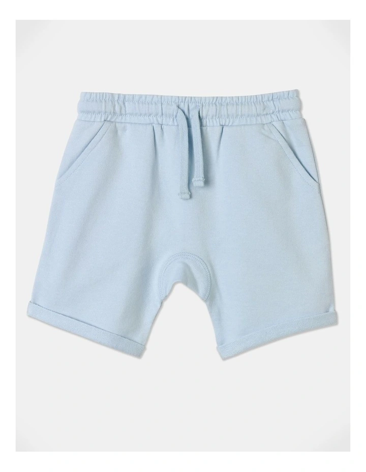 Lion Embroidered Pocket Top & Short Set in Light Blue image 4