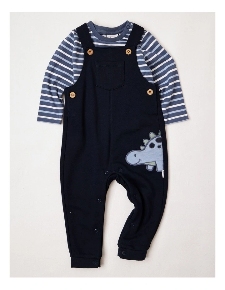 Dino Fleece Overall Set in Navy image 1