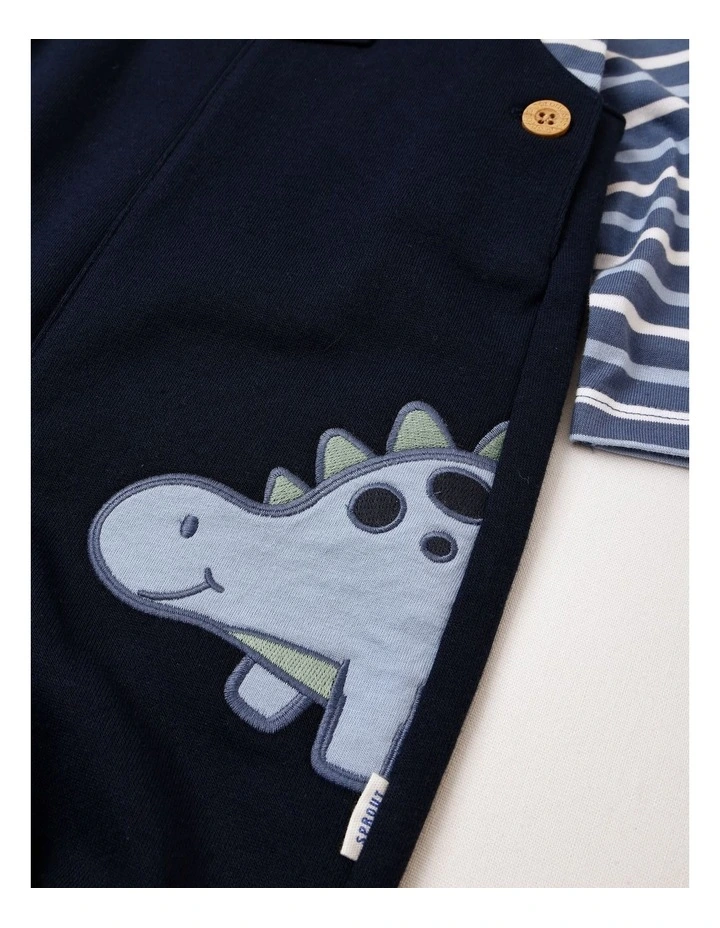 Dino Fleece Overall Set in Navy image 2