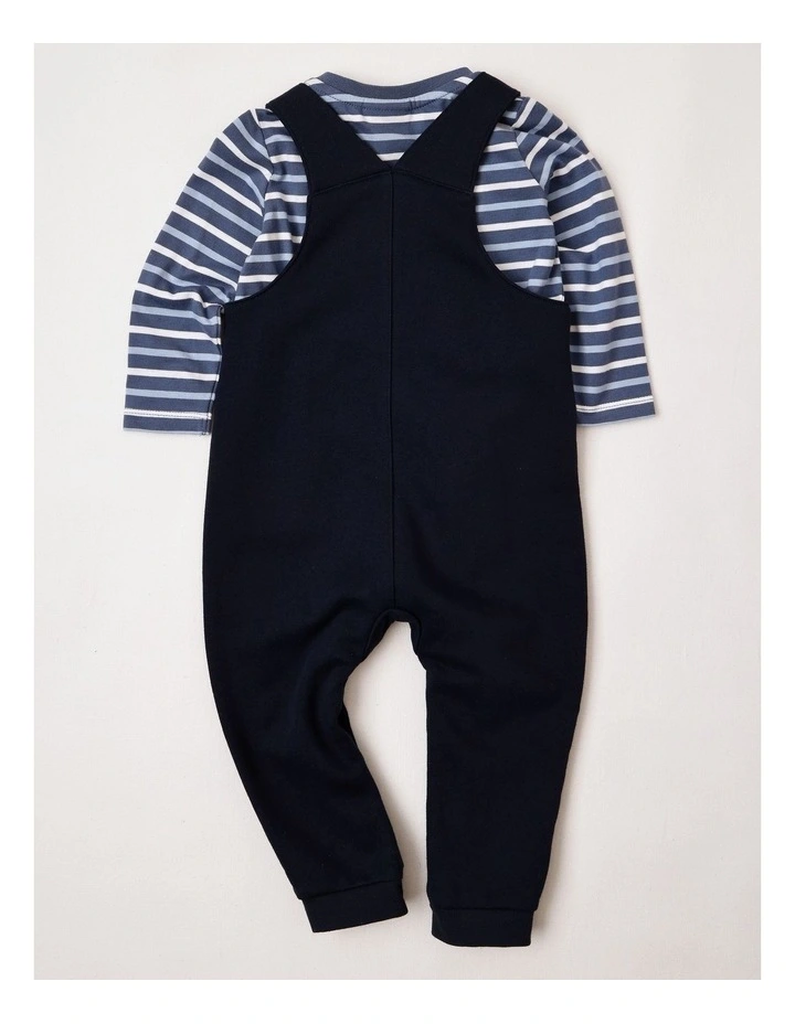 Dino Fleece Overall Set in Navy image 3