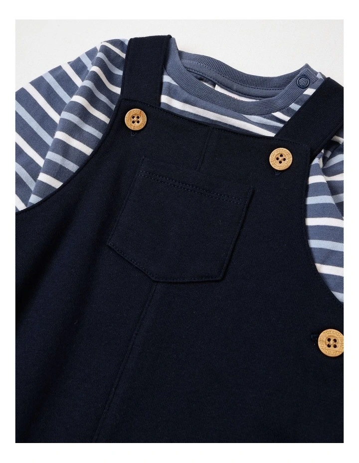 Dino Fleece Overall Set in Navy image 4
