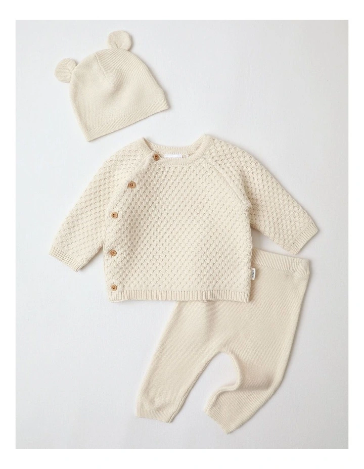 Raglan Crew Top & Pant Set in Beige image 1