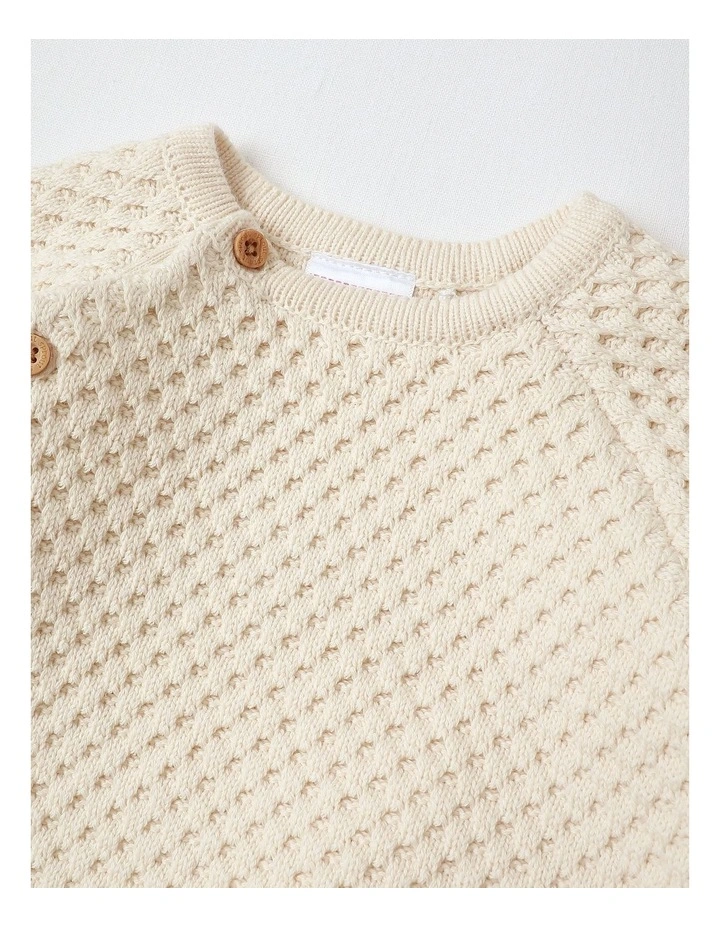 Raglan Crew Top & Pant Set in Beige image 2