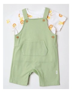 All Day Knit Overall Set in Light Khaki