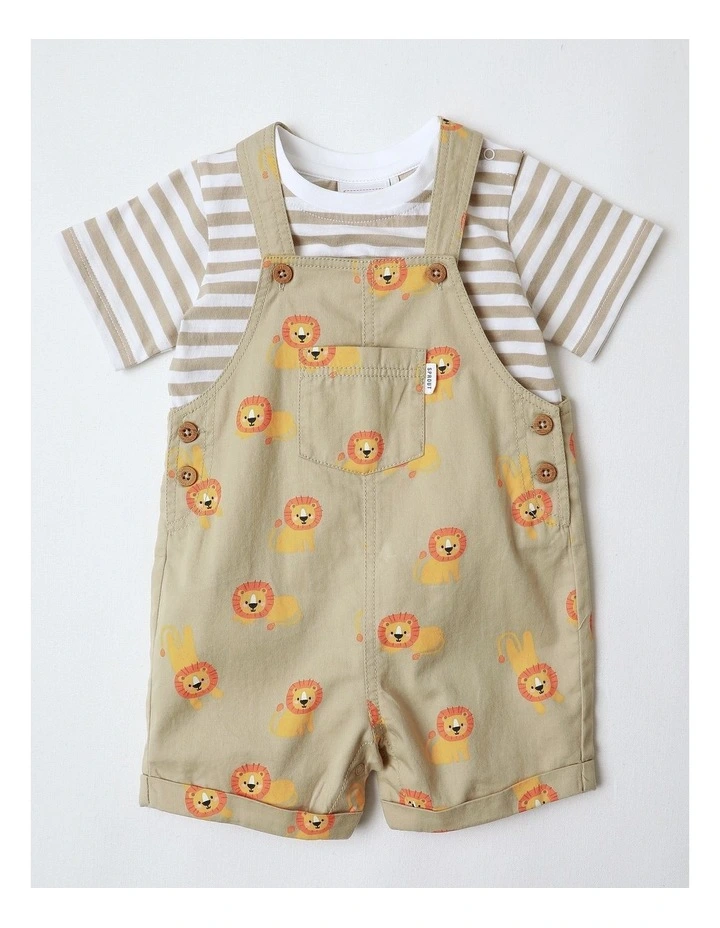 Little Lion All Day Knit Coverall Set in Beige image 1