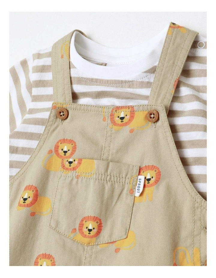 Little Lion All Day Knit Coverall Set in Beige image 2