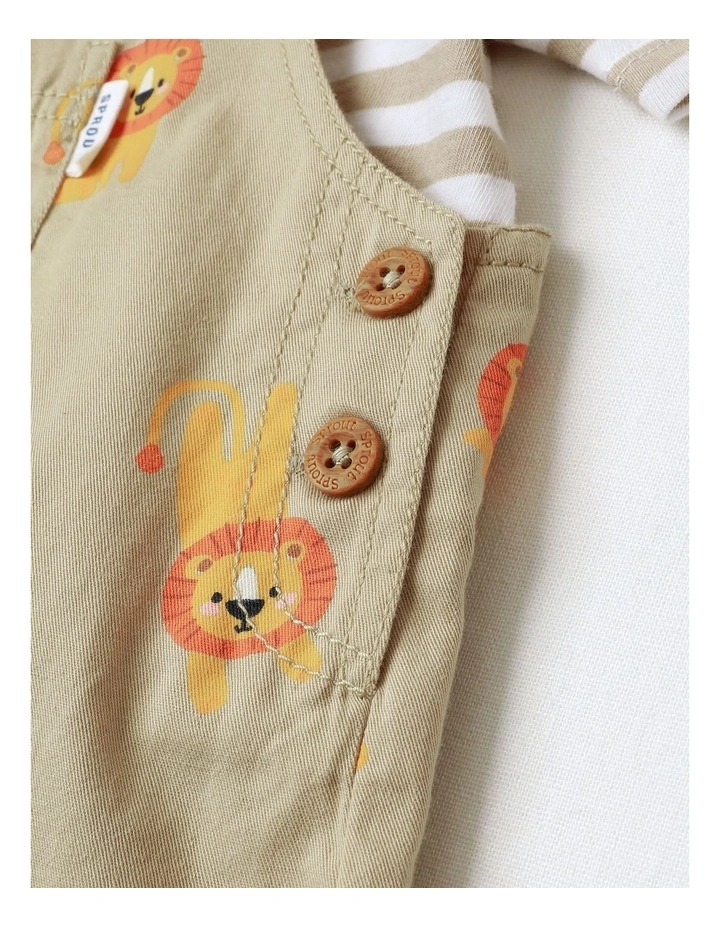 Little Lion All Day Knit Coverall Set in Beige image 4