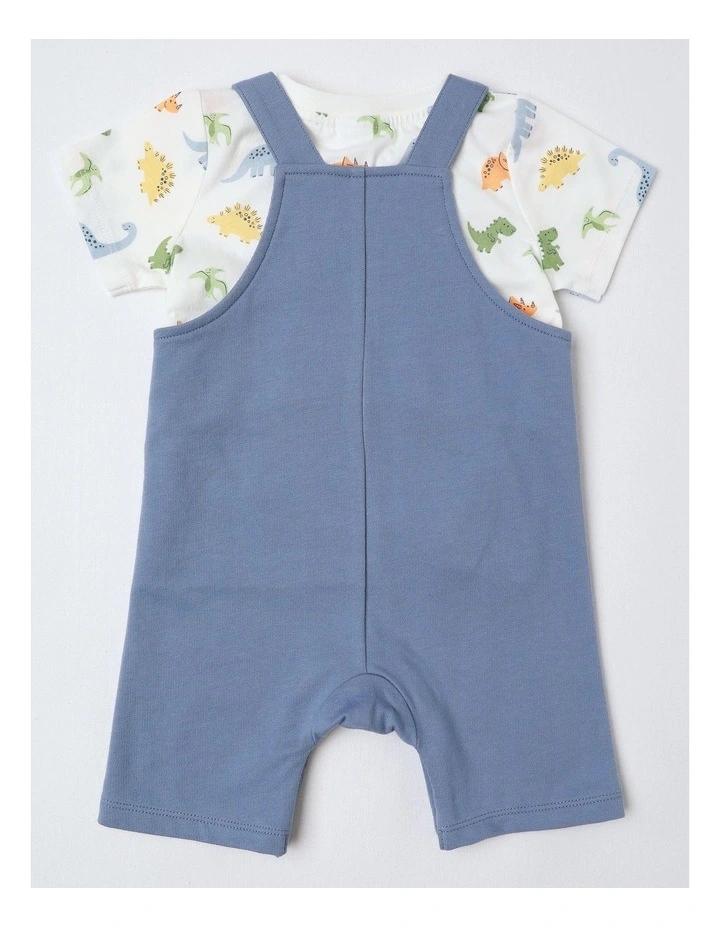 Little Dino Overall Set in Stonewash image 3