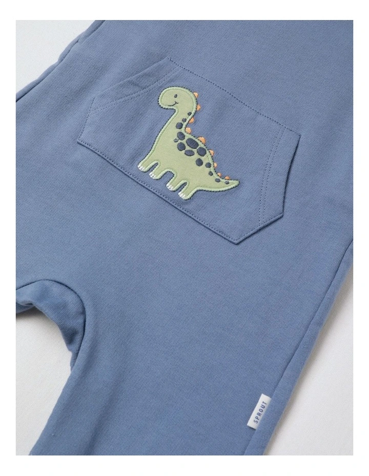 Little Dino Overall Set in Stonewash image 5