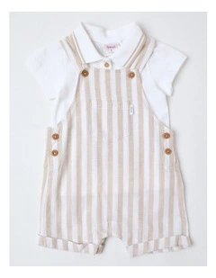 Occassion Stripe Overall in Set Beige