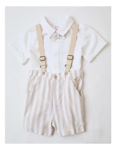 Occassion Shirt & Short With Braces Set in Multi